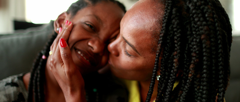 Woman embracing
