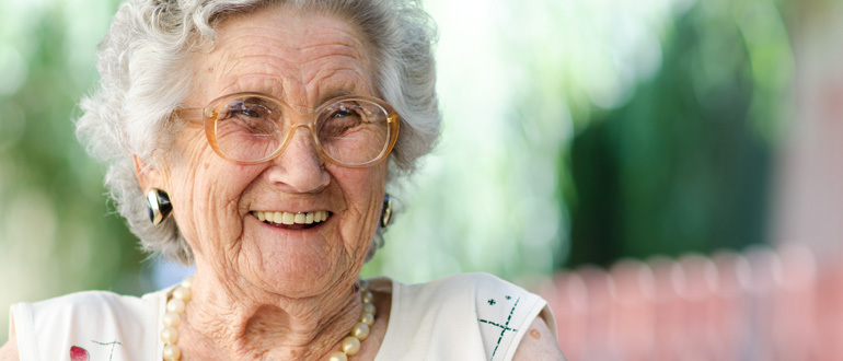 Old woman laughing
