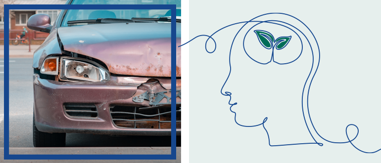 Picture of a car and a person's head