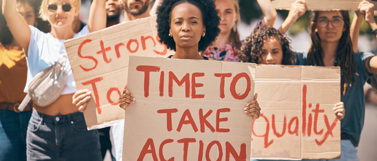 People holding signs
